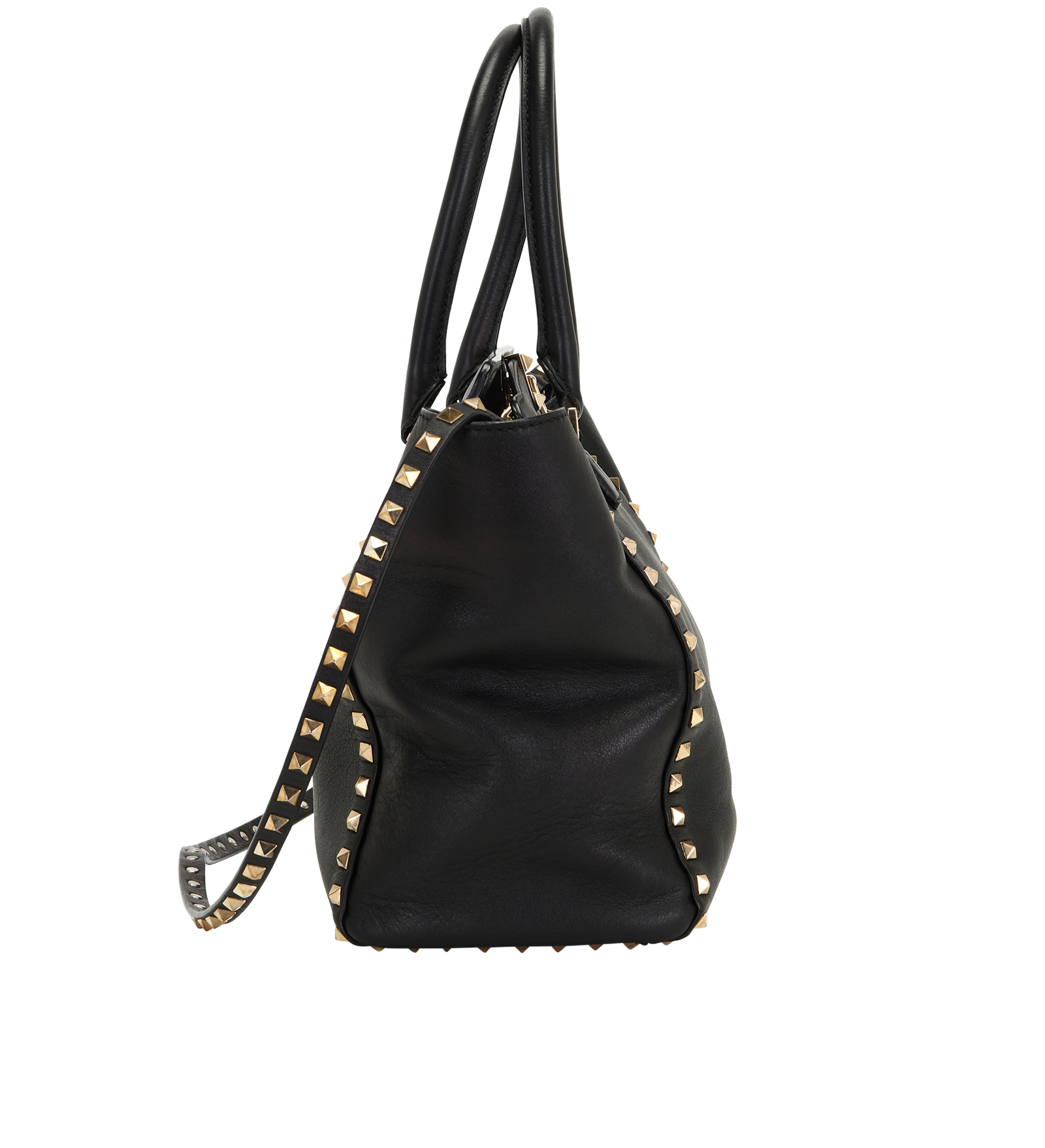 Rockstud Tote, &pound;395, Handbags, Black, Leather, Side view